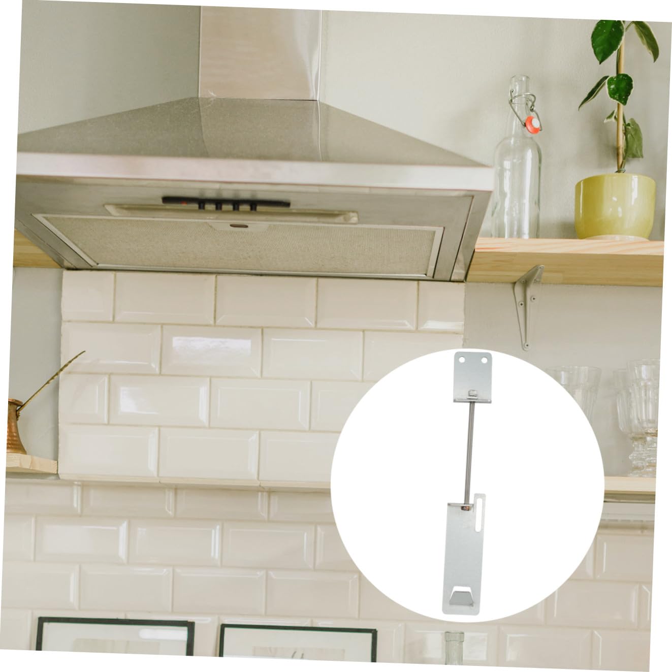 Staffa Regolabile Per Cappa Da Cucina 36x4,7x1,6 Cm – Piastra In Acciaio, Anti-Vibrazione, Per Montaggio A Parete, Argento