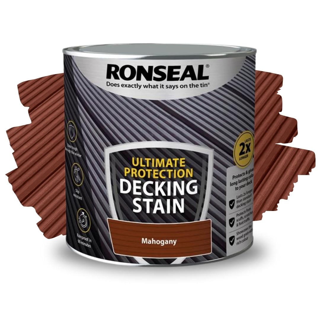 ARUUJ - Decking Stain, Long-Lasting Weather Protection, Quick Dry in 90 Minutes, Anti Slip Deck Stain, Indoor Outdoor Use, Protects Against Scuffs & Foot Traffic, Matt Finish (Mahogany, 2.5L) — image 1