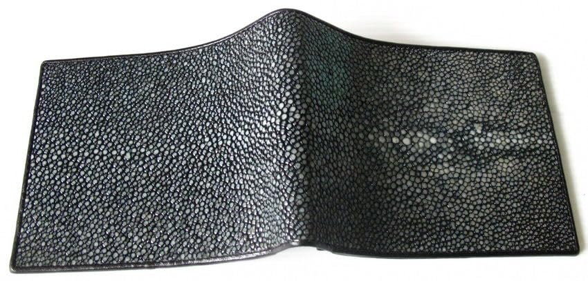 Julie Genuine Real Polished Stingray Skin Leather Man Bifold Shiny Black Wallet4