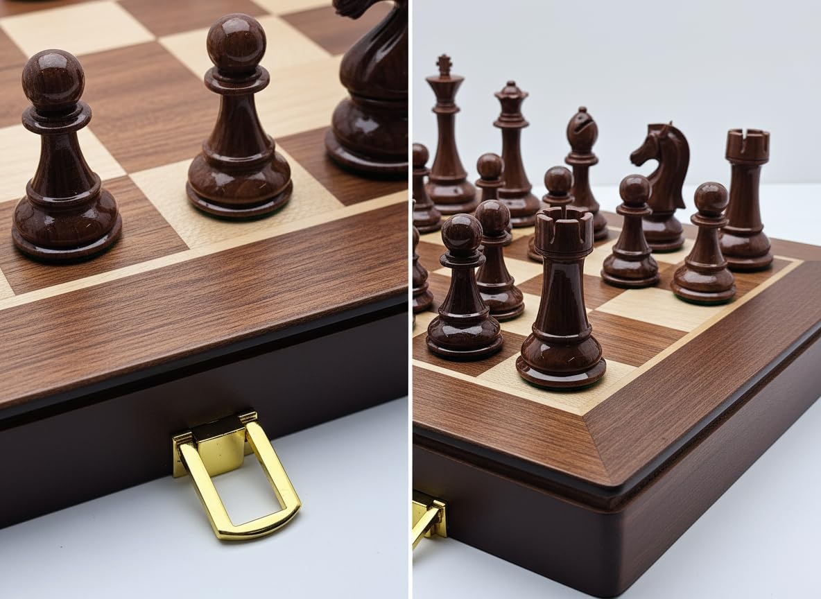 18 Inch Folding Chess Set with High Polymer Weighted Standard Chess Pieces for Family Vintage Board Games Chess Set for Adults and Kids Chess Enthusiasts - Image 3