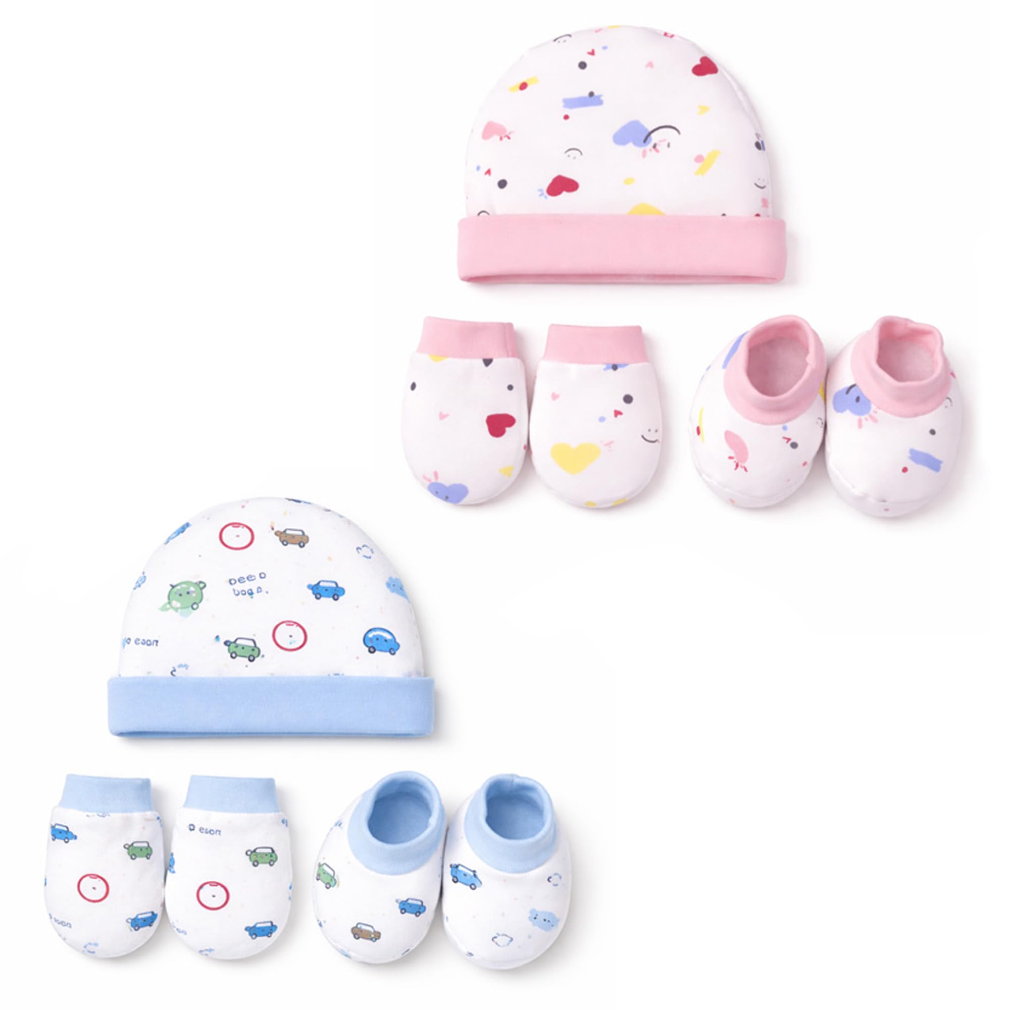 VParents New Born Baby Cotton Gloves, Cap & Mittens Combo (0-3 Months) - Image 1