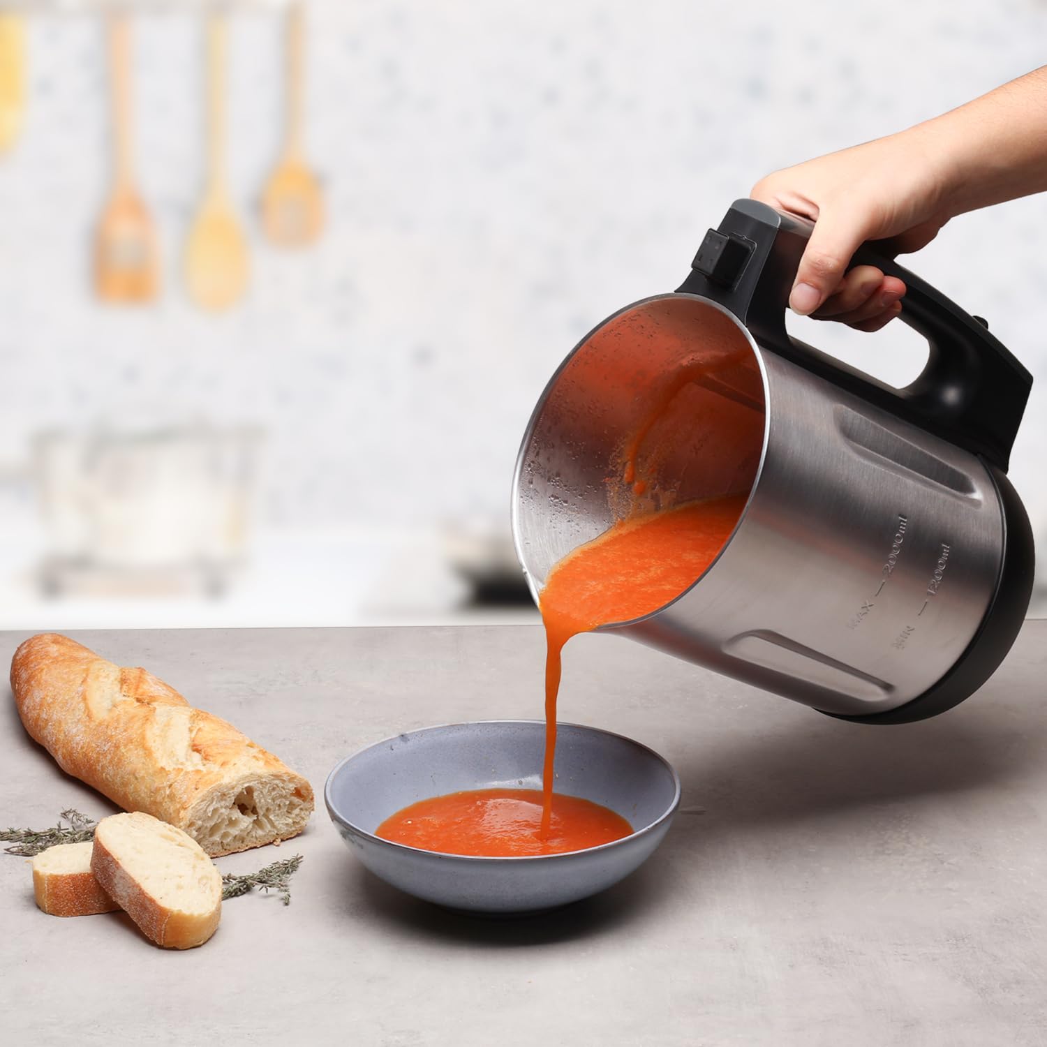 Blender Soupe | 2L | 6 Programmes | Affichage LED | Blender Chauffant | 1000W | Acier Inoxydable/Noir