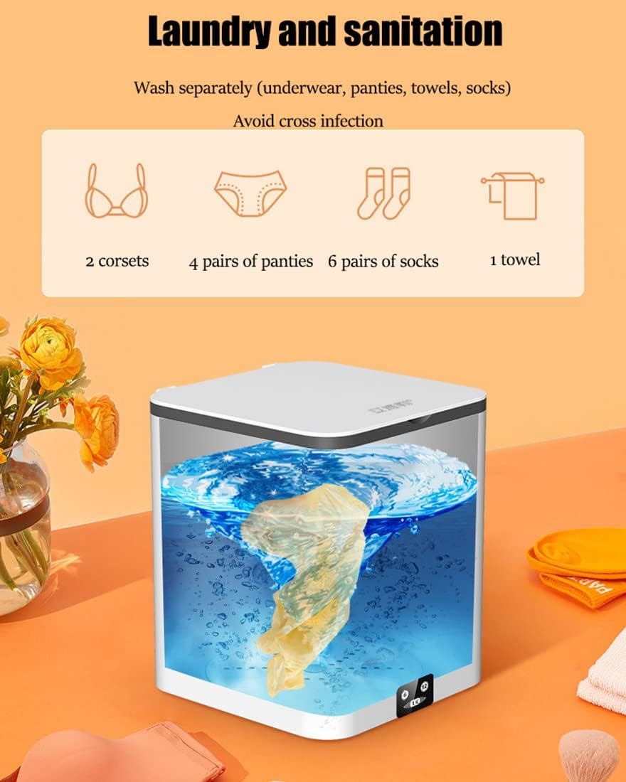 Generic Lavatrice a turbina ad ultrasuoni compatta e asciugatrice elettrica mini lavatrice 4,5 L per appartamento, dormitorio, campeggio, camper