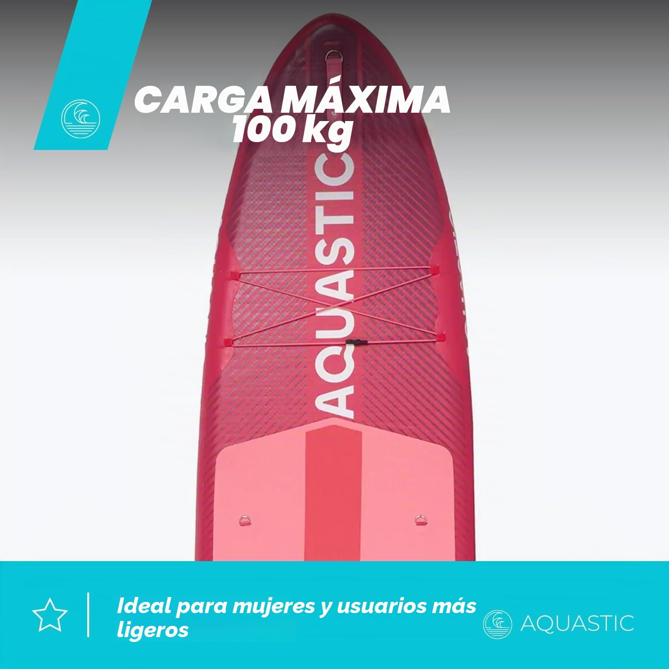 AQUASTIC Perth 9'10″ Tabla Hinchable de Sup | Forma Integral | Drop Stitch Lite | 300 × 76 × 12 cm | Desplazamiento de 320 L | Carga máxima de 100 kg | Espuma EVA 3 mm | Mango de Anillo en D |