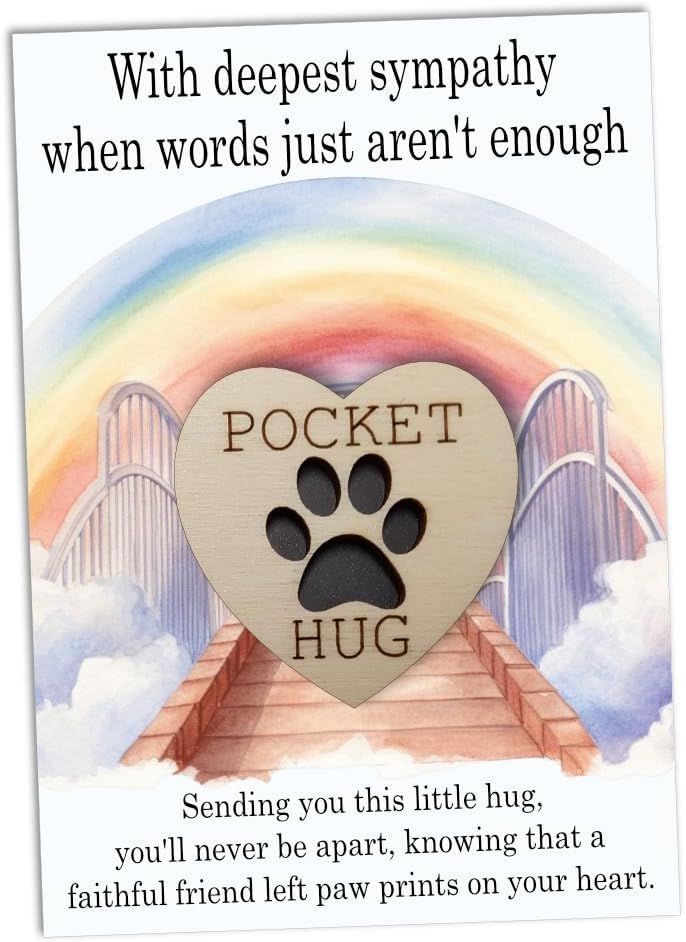 Maise & Rose Pet Loss Sympathy Card and Pocket Hug Token | Bereavement Gift For The Loss Of a Pet Cat, Dog, Rabbit, Hamster, Gerbil, Guinea Pig | Sorry For Your Loss Gift | PLTKN