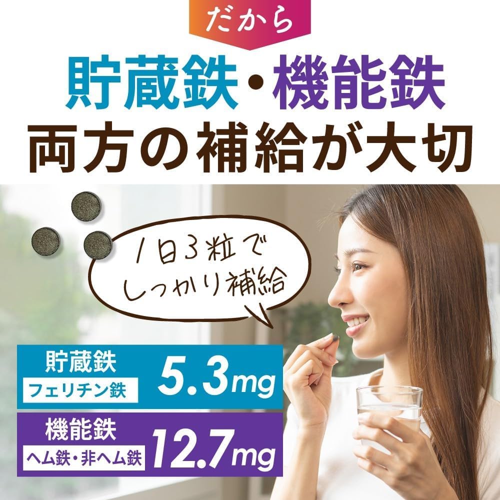 サプリメント　3種 ヨネキチ 鉄サプリ 鉄18mg 3種鉄 リッチ 90粒
