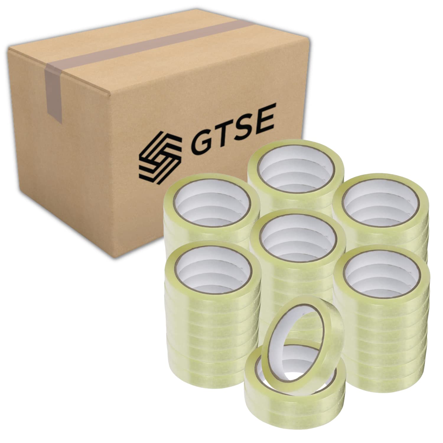 GTSE Premium Clear Tape, Bulk Carton of 96 Rolls, 1 inch x 217 feet, Strong Transparent Gift Wrap Tape for Home, Office, 3" Core
