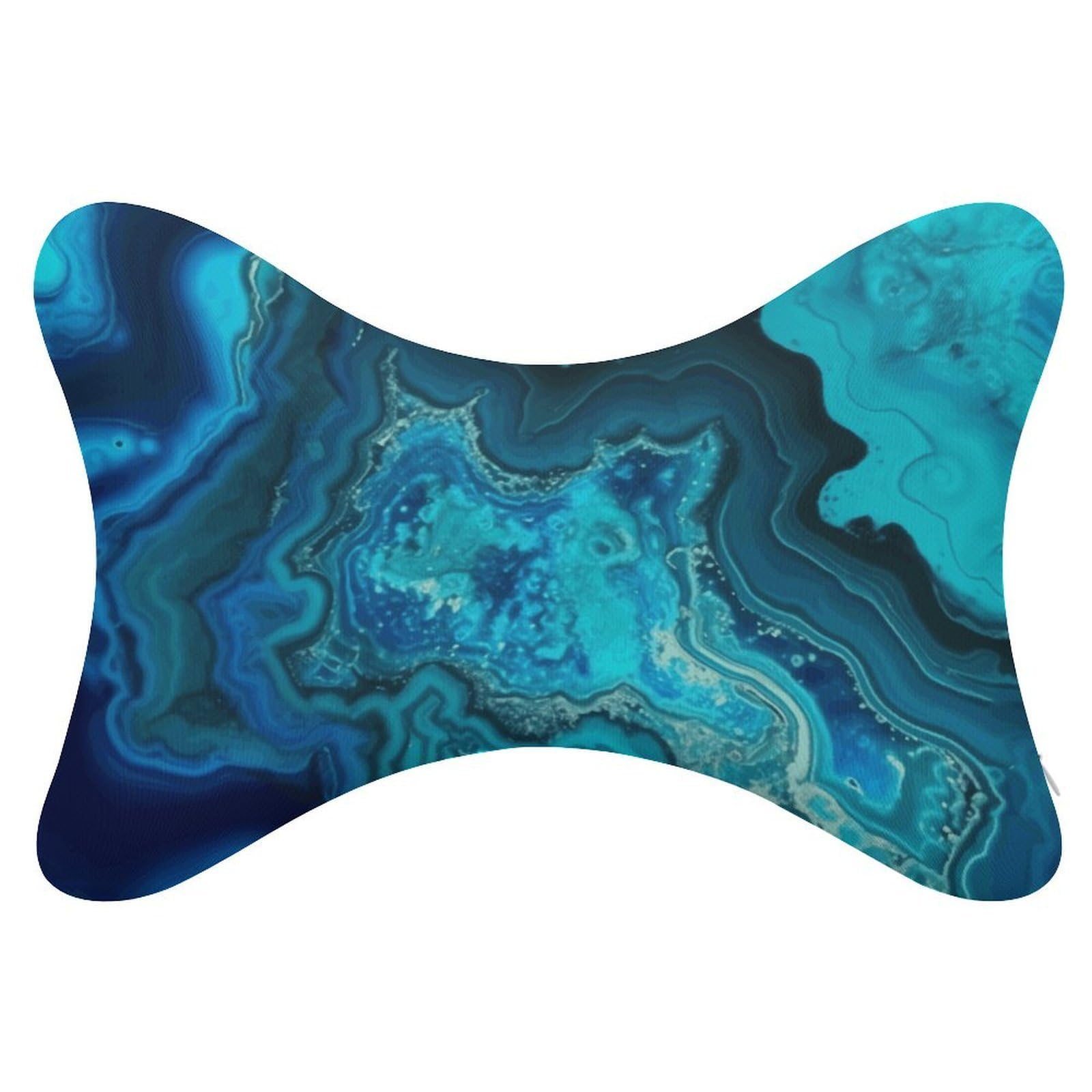 FekiLoot Bright Aqua Blue Turquoise Car Headrest Set of 2,Softness Memory Foam Car Neck Pillow with Breathable Removable Cover Car Neck Support Pillow Ergonomic for Driving, Office