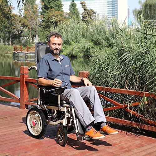 Heavy Duty Electric Wheelchair For Adults, Automatic Reclining Powered Wheelchairs With Flip-Back Armrest & Swing-Away Leg Rests, All Terrain Foldable Motorized Wheel Chair With Headrest,Grey #TOP6
