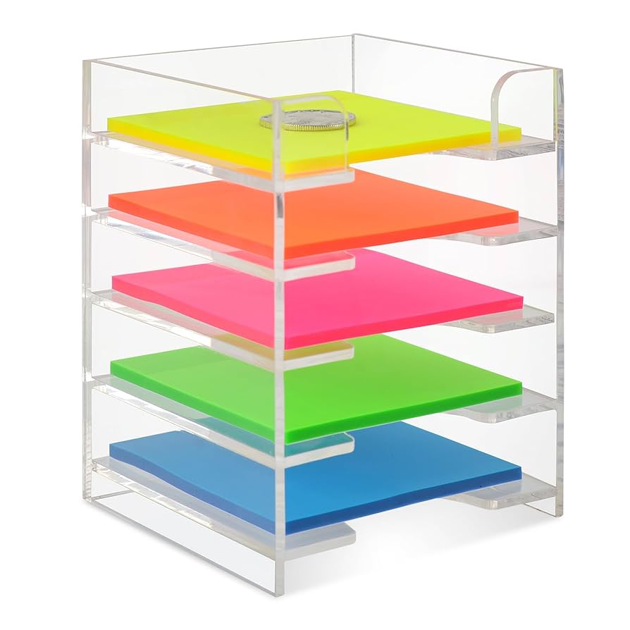 Desk Accesories Post It Dispenser For Desk Acrylic Sticky Note Holder, Crystal Clear Sticky Note Dispenser For Desk Organization, 3 X 3 Self-Stick Note Pad Holder For Dorm Room Home And Office
