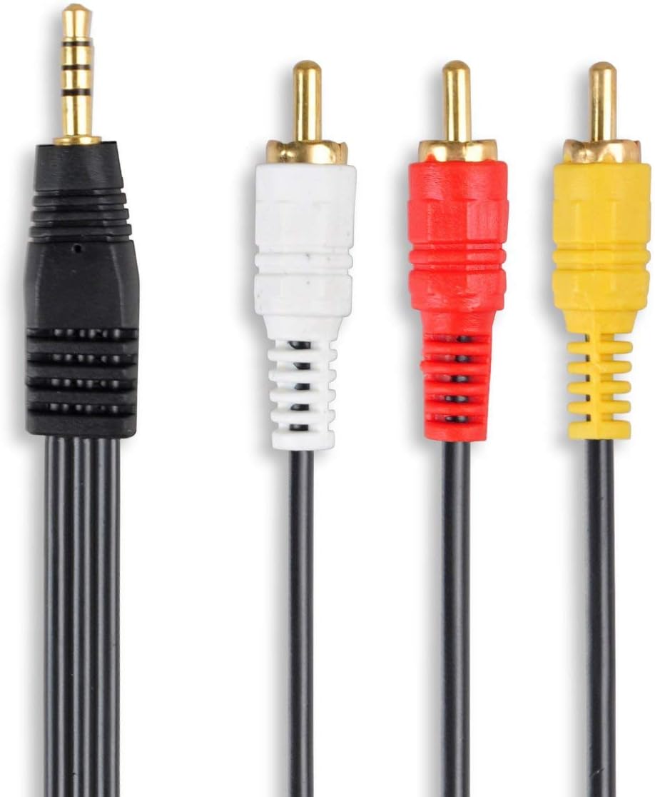 RCA Splitter Cable, 3.5mm to 3 RCA Male AV Camcorder Video Audio AUX Cable - 5ft