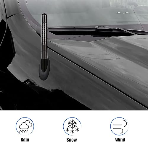 Miniatura 3 de Pack-1 Antena de fibra de carbono para automóvil, bandera estadounidense, antena de radio de automóvil de superficie pulida de 4.72 pulgadas con