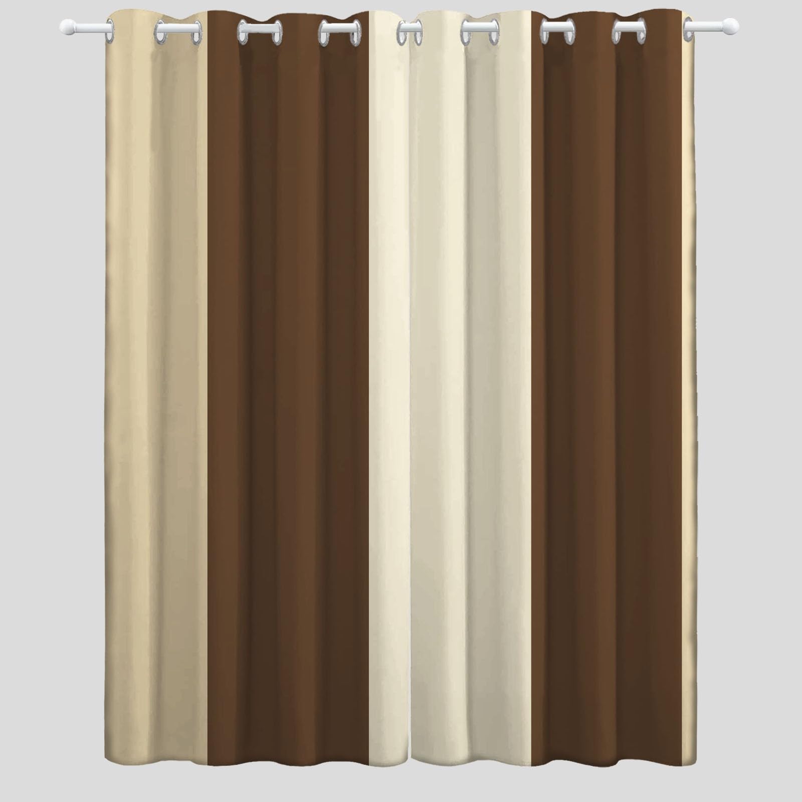 solant Anti-Froid Doux, Rideaux Thermiques 91.5L X 160H cm (2 Panneaux), Carrés verticaux Simples pour Chambre de Bébé, Brun Clair