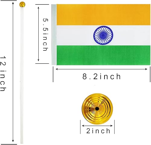 Miniatura 2 de ZXvZYT Bandera india de escritorio pequeña bandera india pequeña bandera india de mesa con base de soporte para decoración (paquete de 12)