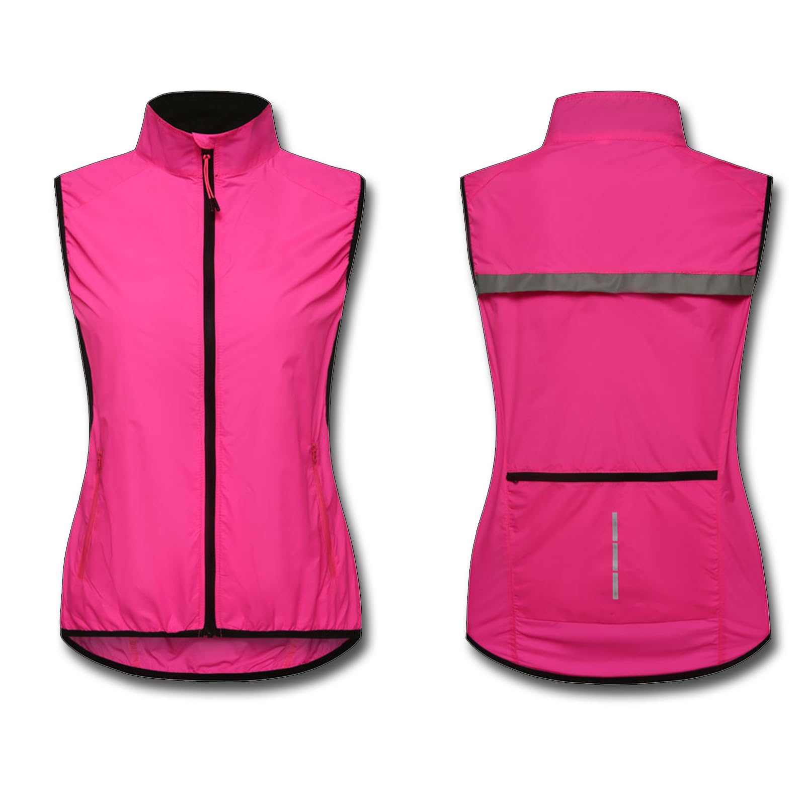 ARMAAN Gilet da Ciclismo da Donna Gilet da Corsa Riflettente ad Alta visibilità Giacca Senza Maniche Softshell Gilet Leggero Impermeabile con Colletto alla Coreana Gilet da Mountain Bike,Pink-S