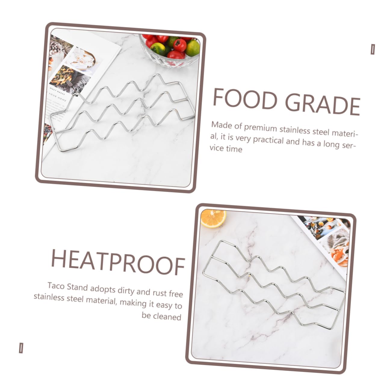 COLLBATH 3pcs Stainless Steel Burrito Stand Taco Holder Taco Stand Corn Tortillas Burritos Stand Tray Taco Shell Holder Para Tacos Taco Rack Baking Pancake Stands 304 Stainless Steel Silver