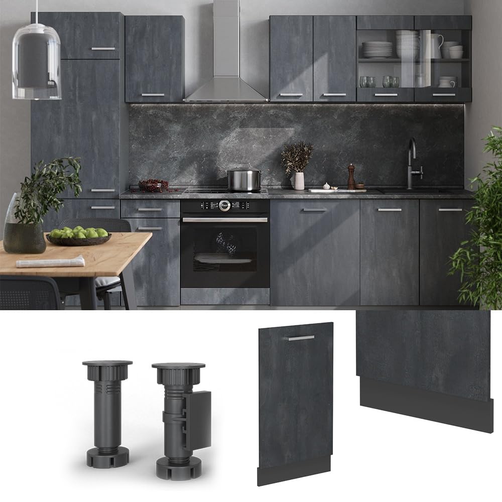 Vicco Panel przedni zmywarki "R-Line", Czarny beton, 45 cm