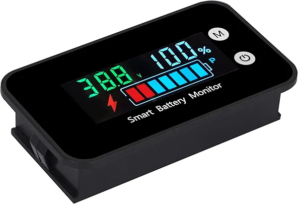 Upgrade IPX7 Waterproof Battery Monitor,12v 24v 36v 48v 60v 72v Battery Tester for car,Golf cart,RV,Boat.Voltage,Remain Capacity Battery Monitor with Temperature and Buzzer Alarm