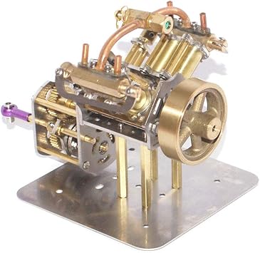 Mini V4 Steam Engine Model with Reverse Gearbox for Teaching, Gift, Physical Experiment