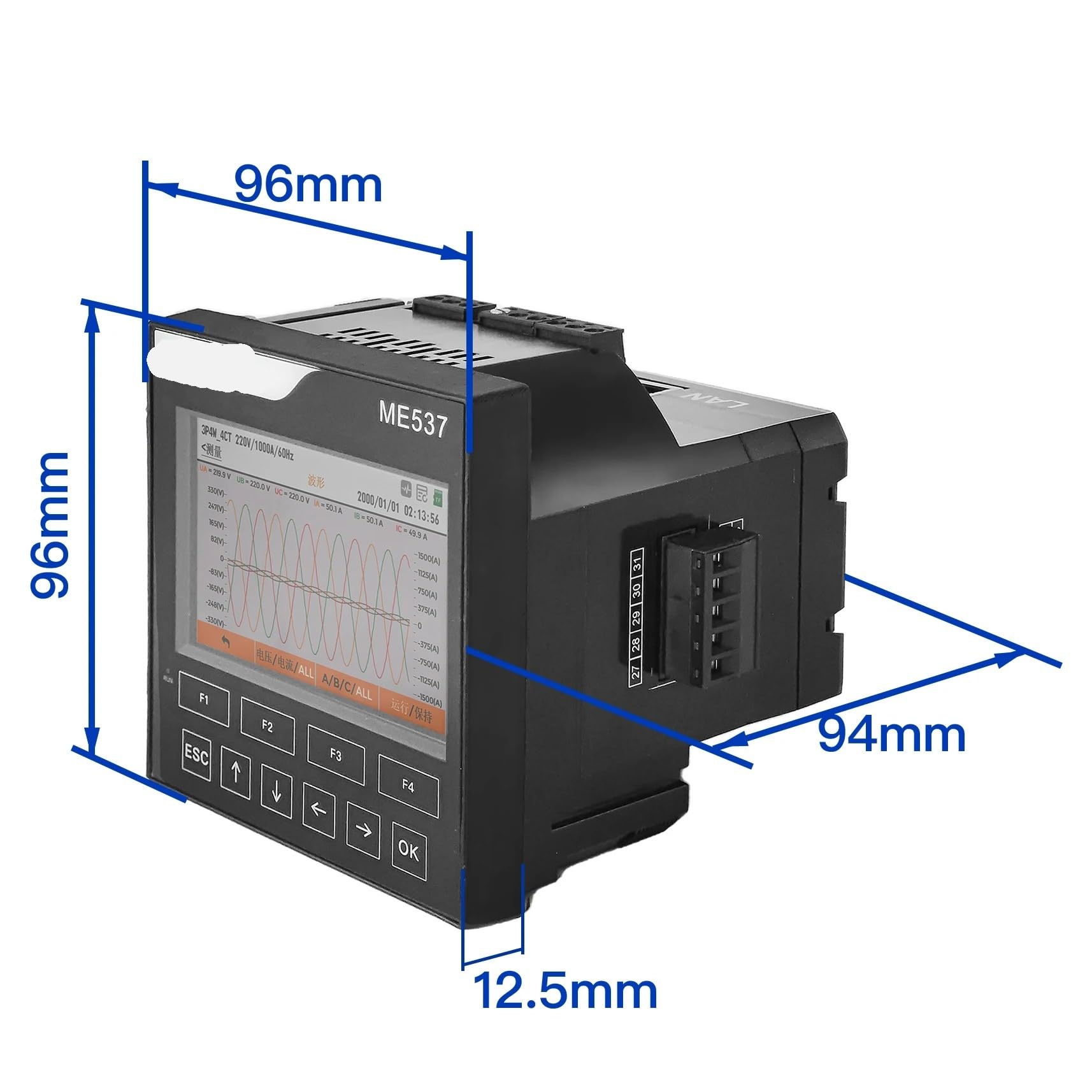 Medidor de Panel Ethernet ModbusTCP, 96x96mm, análisis de consumo de energía, calidad de energía, Panel alyzer ME537
