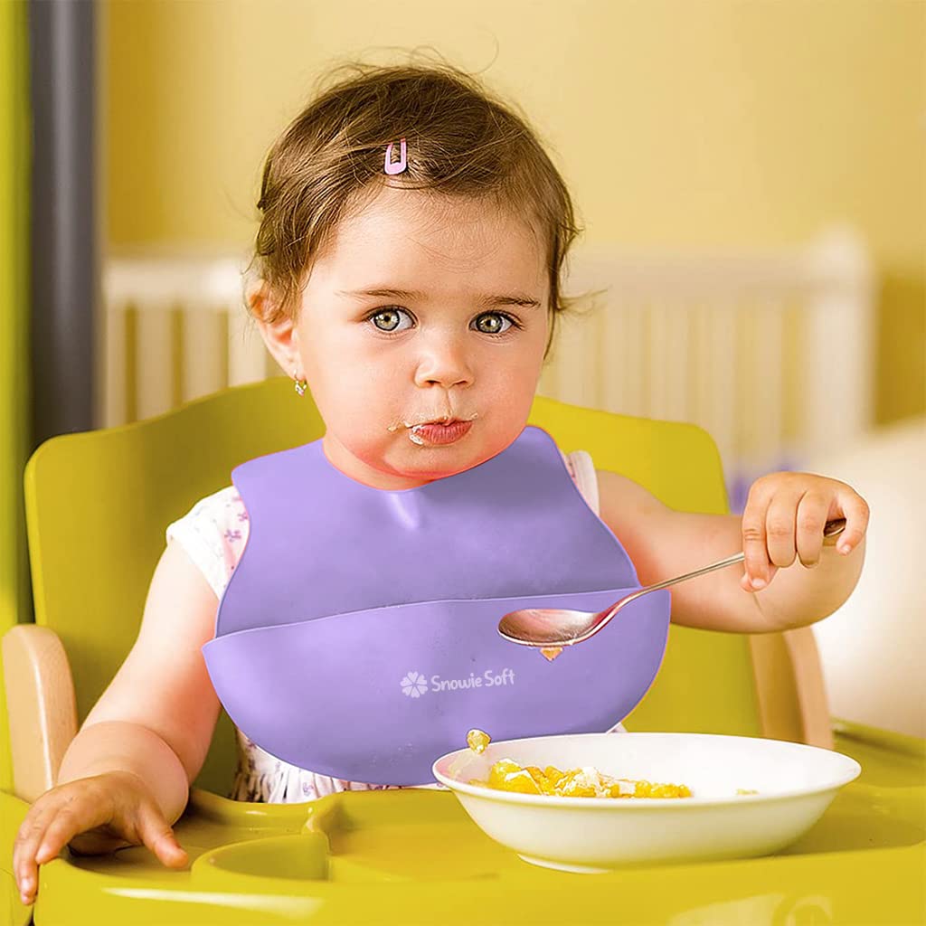 SNOWIE Soft® 5pcs Silicone Tableware Kit for Baby Foodgrade Silicone Tableware Kit Baby Plate & Bowl with Sucker, Cup, Spoon, Bib Food Grade Silicone BPA-Free Dishwasher & Microwave Safe Baby Product 7 61GameIbr1L. SL1024