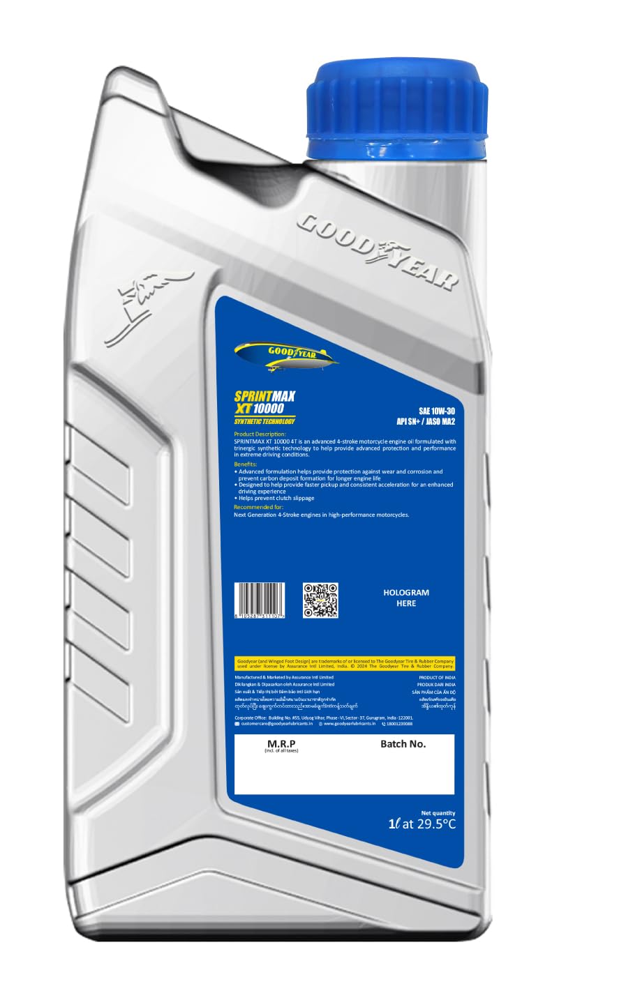 GOODYEAR 1.0 Ltrs 10W30 Sprintmax XT10000 4T Semi-Synthetic Engine Oil | High Performance Engine Oil For Bikes/Motorcylce with Enhanced Engine Protection