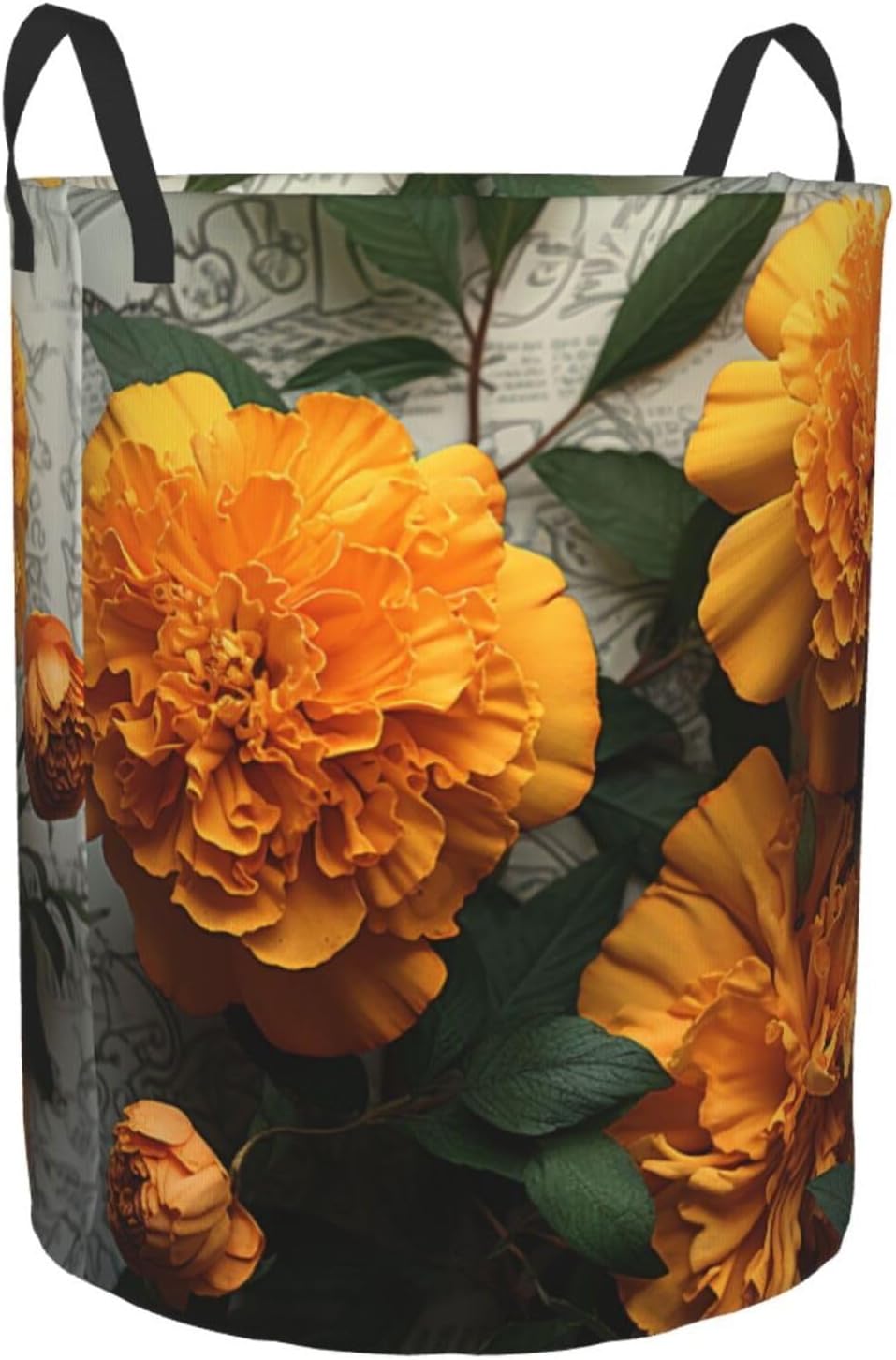 Marigold Laundry Basket With Handles, Foldable Laundry Hamper Oxford Cloth Dirty Clothes Basket Waterproof Clothes Toys Storage Bin Organizer for Bedroom Bathroom Dorm