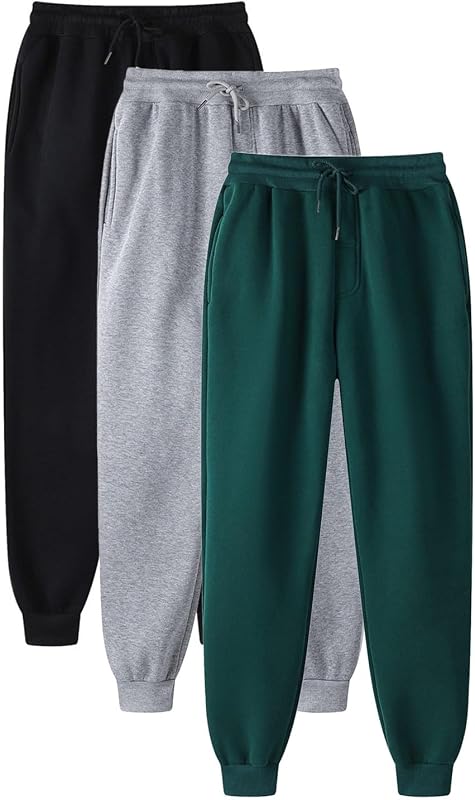 3 Pack Sweatpants Women Womens Joggers Elastic Waisted Sweatpant with Pockets Casual Active Workout Running Pants