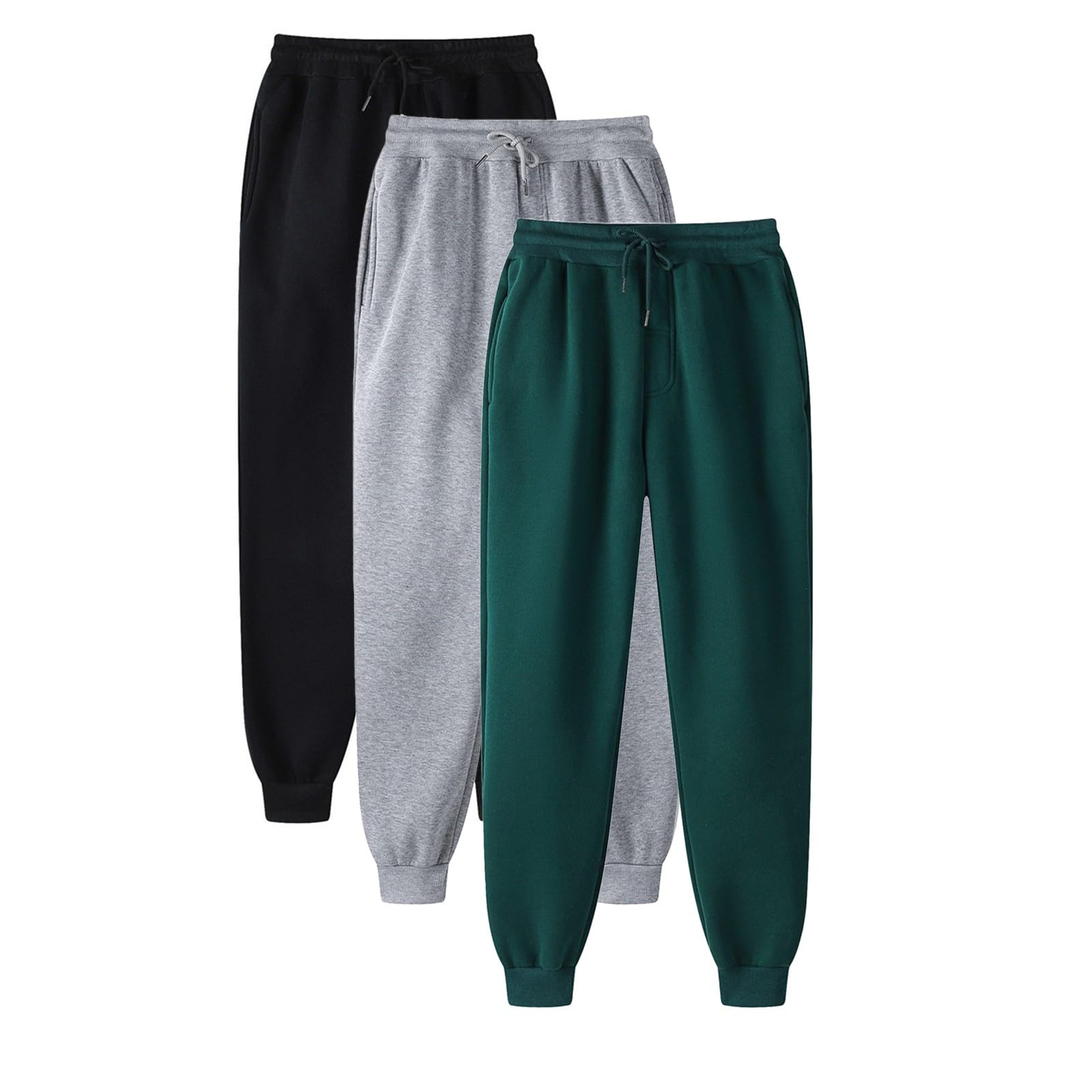 Jogginghose Damen 3er Pack Track Pants Kordelzug Elastische Taille Sporthose Casual Jogger Sweatpants Trainingshose mit Taschen Bequem Warm Winterhose Loungehose Regular Passform Laufhose Fitnesshose
