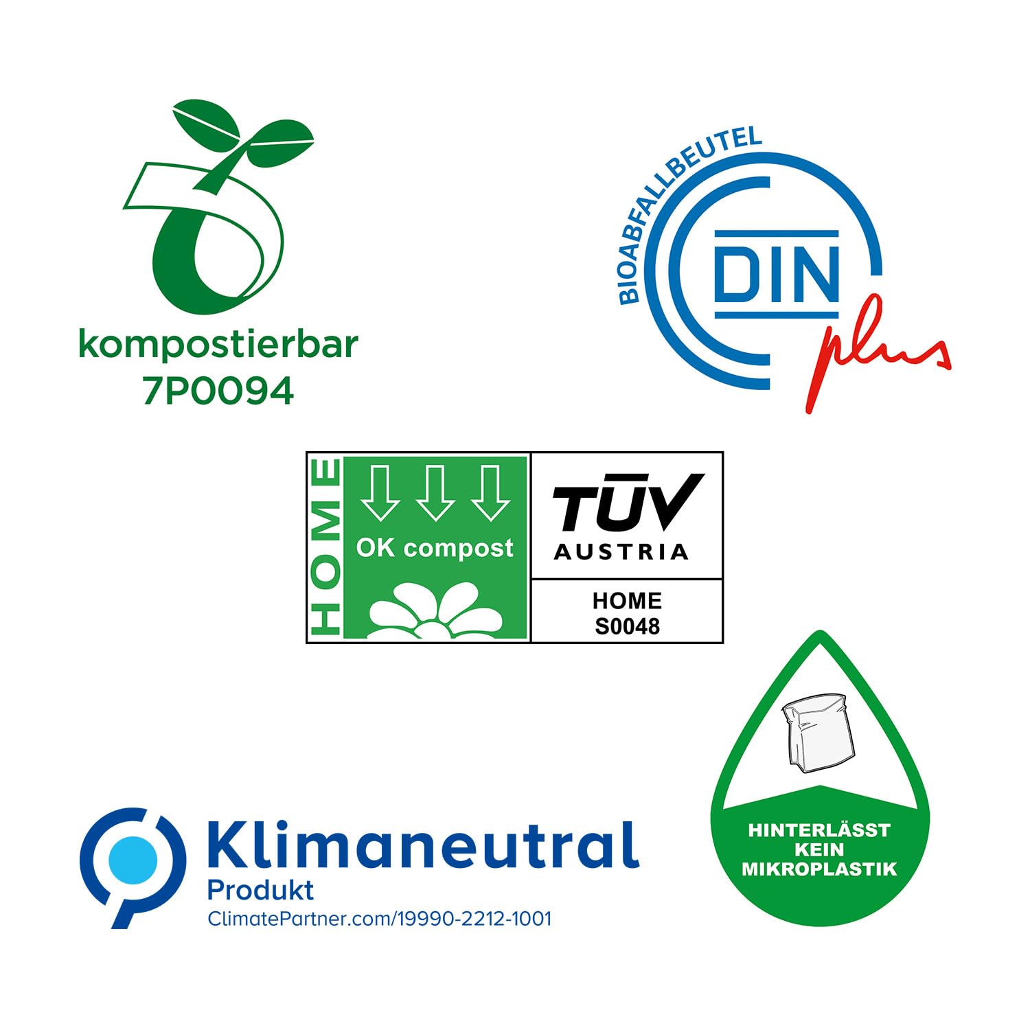bioMat Kompostierbare 20l Biomüllbeutel mit Tragegriff, 130 Tüten, Premium-Qualität, DINplus Zertifiziert, Klimaneutral, Made in Germany