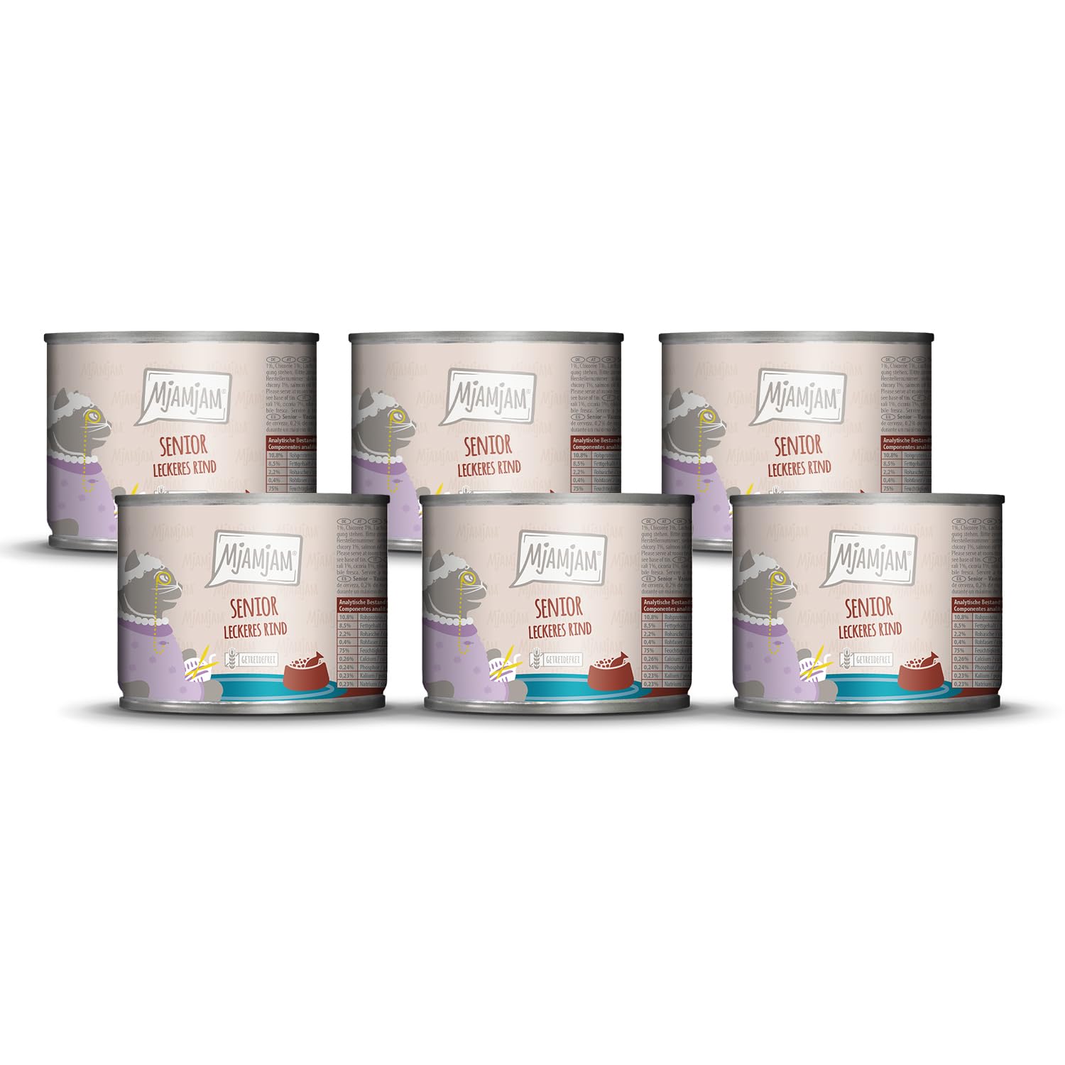 MjAMjAM - Premium wet food for cats - Senior - delicious beef, 6 pack (6x200g), grain-free