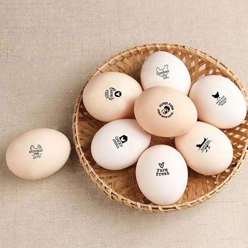 Miniatura 7 de Sello de huevo personalizado, sellos de huevos personalizados para huevos frescos para pollo de granja, 24 estilos disponibles con texto y caja de
