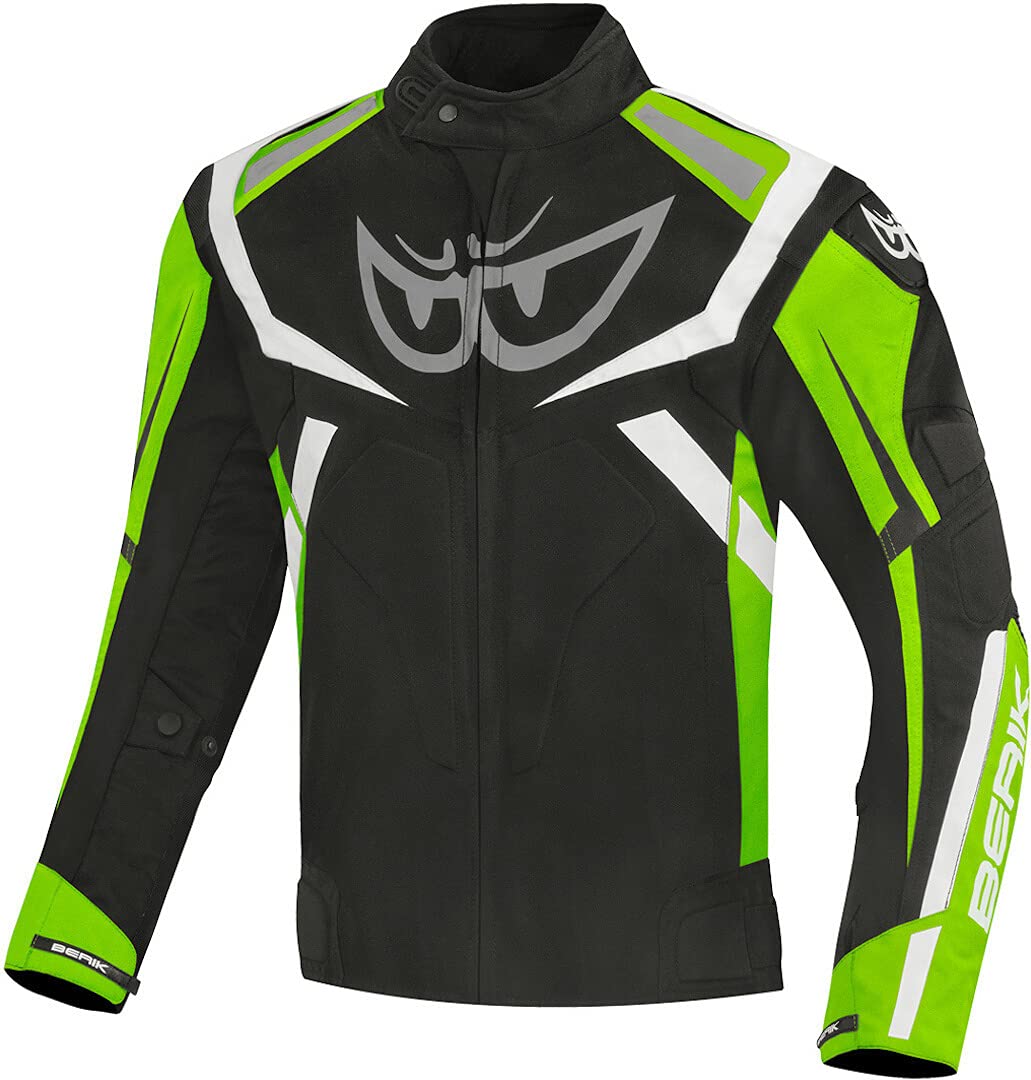 Berik The Eye Giacca Tessile da Moto Impermeabile, Nero/​Verde, 56
