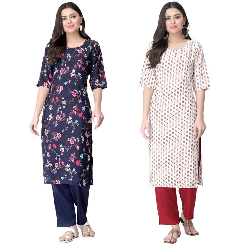 Pinkmint Women's Crepe Kurta Pant Set Kurta Set Comfortable Set For Women