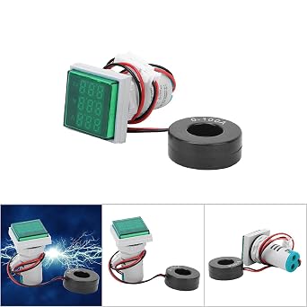 Digital AC Power Meter, 3-Digit Display Multifunction Voltage Current Hertz Tester, DC 0-100V 10A Panel Detector, Green