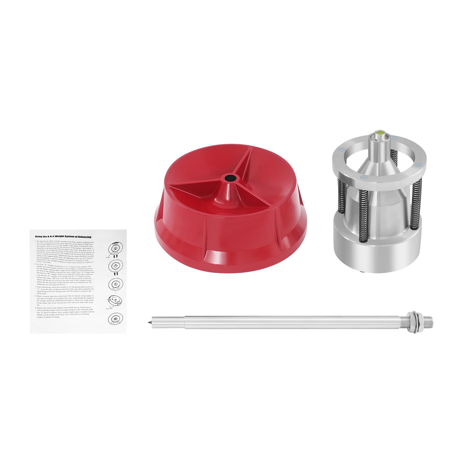 Equilibratore per pneumatici, bilanciatore per pneumatici, con base stabile, per la maggior parte delle auto e dei piccoli camion, 60,96 x 29,21 cm, rosso+argento