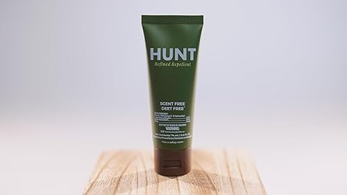 Hunt - Loción repelente de insectos, sin DEET, sin olor, 20% de picaridina, protección de 14 horas, no grasa, segura para armas, segura para equipos