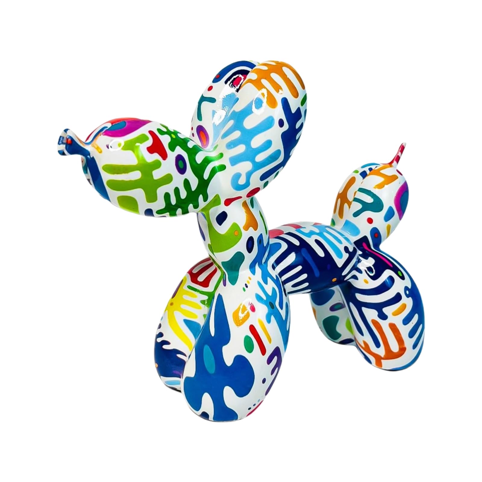 YOYUMI Graffiti Balloon Dog Ornament watercolor Sculpture, Resin Statue, for Living Room Bedroom Shop Window and Office Deco 18 * 22 * 8.5cm Watercolor
