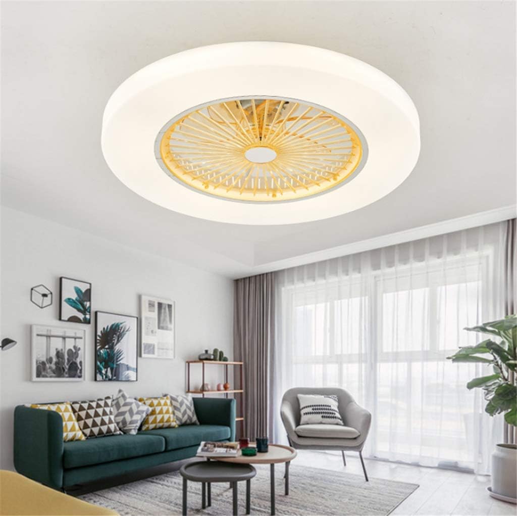 Fan Ceiling Fan LED Ceiling Light Creative Modern with Remote Control Quietly Ceiling Fan Bedroom Lamp Kids Room Living Room Ceiling Fan with Lights Fan with Remote Control Ceiling Lighting (Yellow)