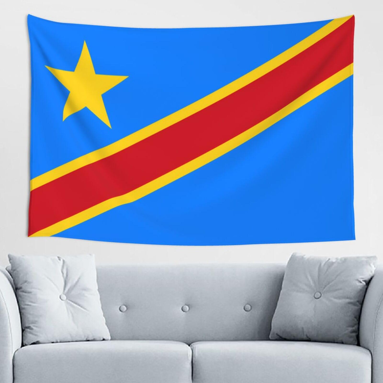ZZYYDS Flag of the Congo Wall Decor Tapestry 60x40in, Wall Hanging, Home Decor, Dorm Decor, Porch Tapestry, etc.