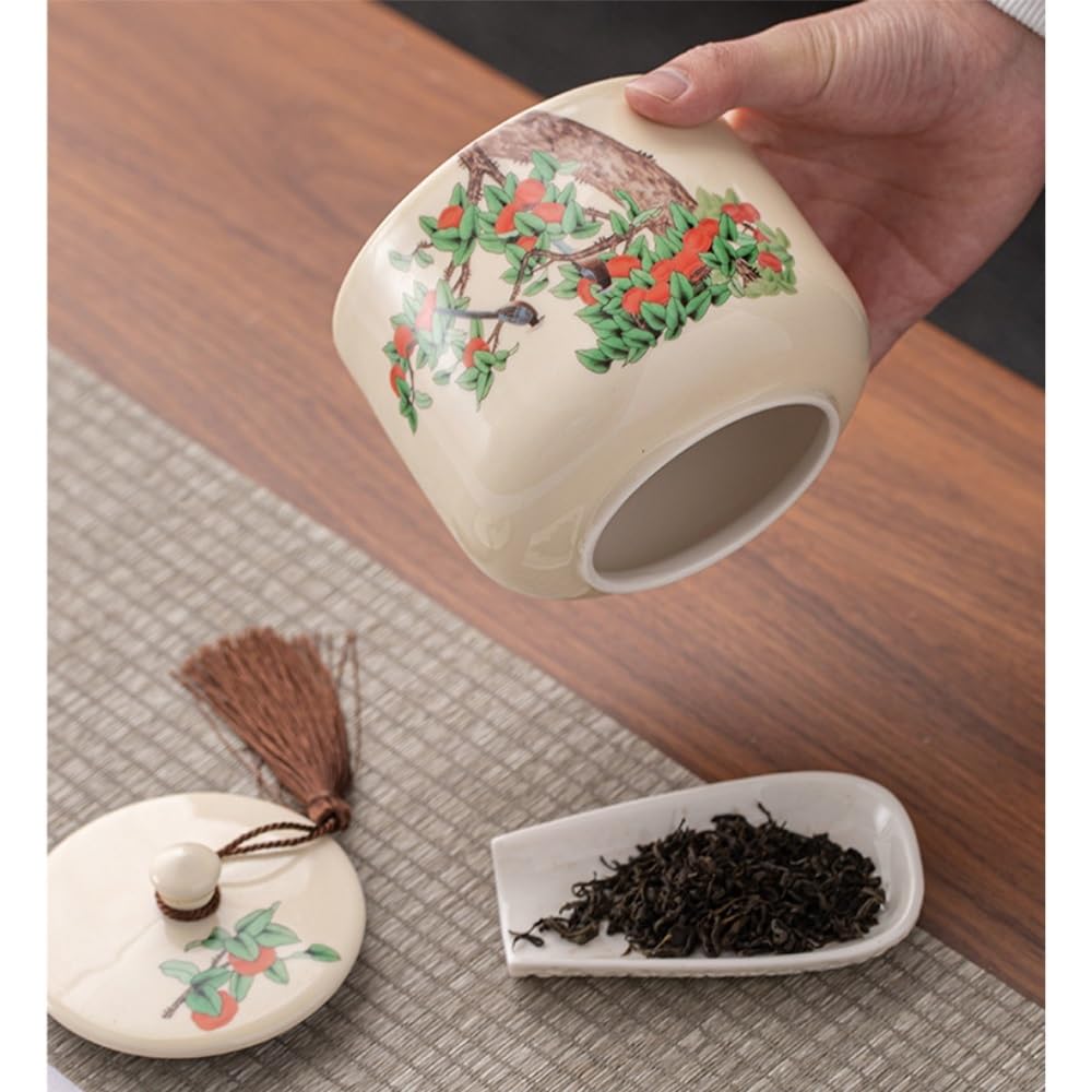 Scatola da tè Contenitore creativo for la conservazione del tè sfuso Barattolo in ceramica sigillato Set da tè cinese Barattolo singolo/doppio Barattolo Set regalo Contenitore per il tè(Single can)