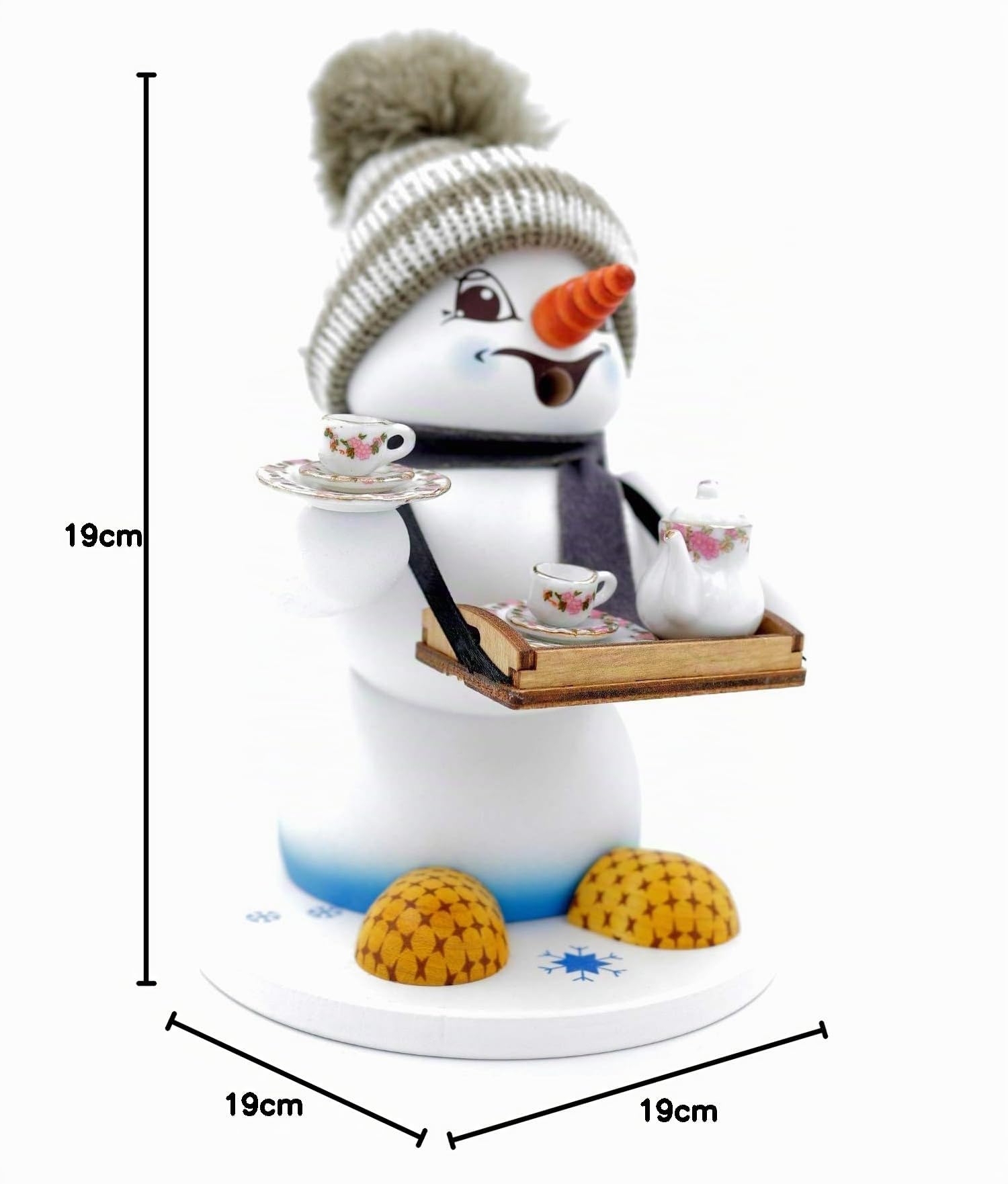 Kuhnert - Erzgebirgische Holzkunst Räuchermann Räucherfigur Schneemann 19cm - Bauchladen