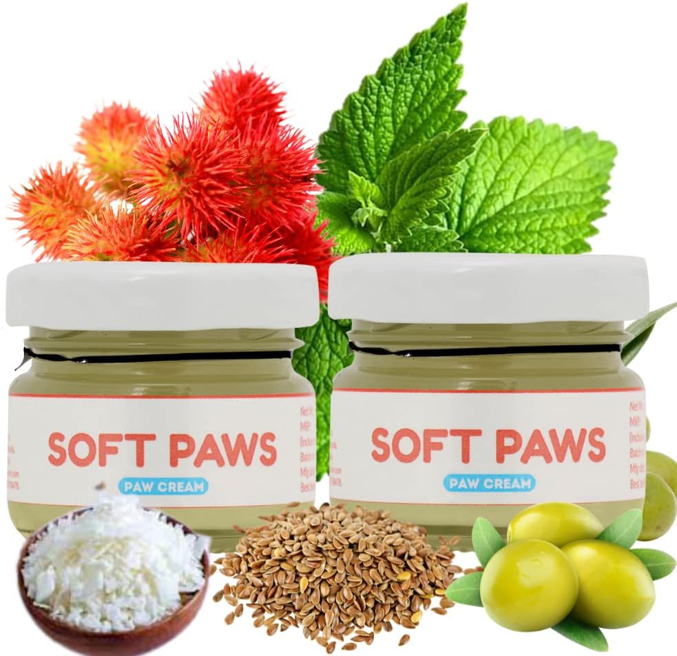 Soft Paw Cream for Dogs| Moisturising Cream for Cracked, Chapped Paws and Elbows with Caster Oil & Beeswax | Soothes, Protects & Softens Dry & Rough Paws | Non-Toxic | Pack of 2 | 25g