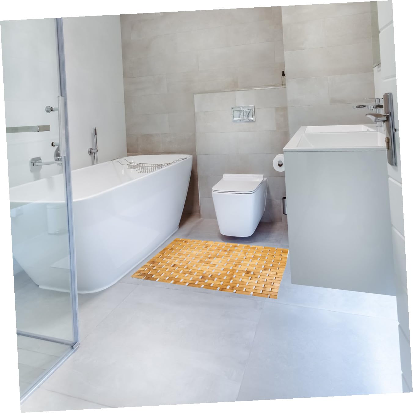 Cabilock Alfombra De Baño De Bambú Felpudos De Madera Alfombrilla De Ducha Alfombrillas De Baño para Inodoro Alfombra De Baño Lavable Alfombra De Ducha contra Puerta Absorber Agua Plantilla