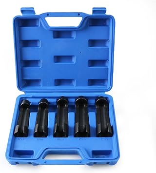 Diesel Fuel Line Socket Set - Tesmirror 5 Pc 17mm 19mm 21mm 22mm 24mm Flare Nut Socket Set 3/8" Drive Diesel Injector Fuel Line Power Stroke Engines