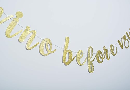 Miniatura 3 de Cartel de vino antes de los votos para compromiso, despedida de soltera, boda, decoración de fiesta, guirnalda preencordada (purpurina dorada)