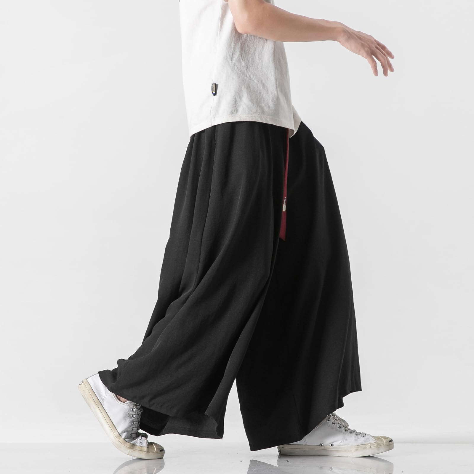 GURUNVANI Pantaloni da Uomo a Gamba Larga, Nero, Yoga Pants, Lunga