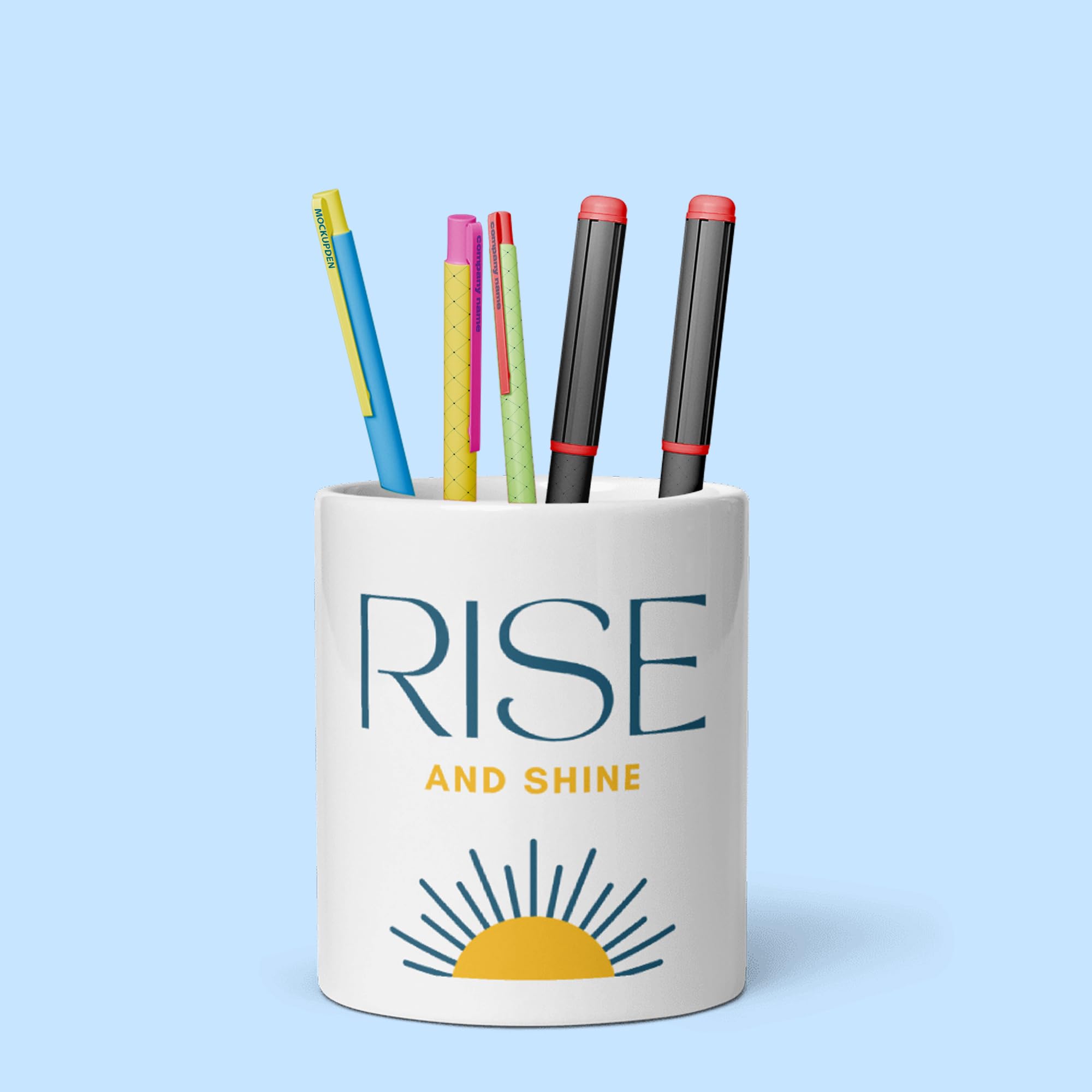 Pixeltint PixelArt Pen Pod: The Motivational Quotes Printed Ceramic Pen Stand For Desk Organizer Pencil Holders Makeup Brush Holders For Desk Office Supplies PENSTAND21