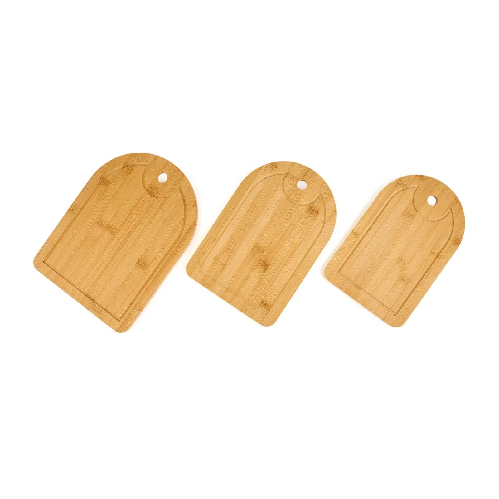 Bambu 3 lü Set Oval Kesme Tahtası Peynir Servis Sunum Tepsi Et Sebze Doğrama Tahtası 3 Adet