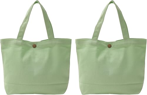 PATIKIL Canvas Tote Bag for Women Small Canvas Bag with Button Cotton Sturdy Reusable Lunch Tote Bag for Vinyl Dye HTV Gifts